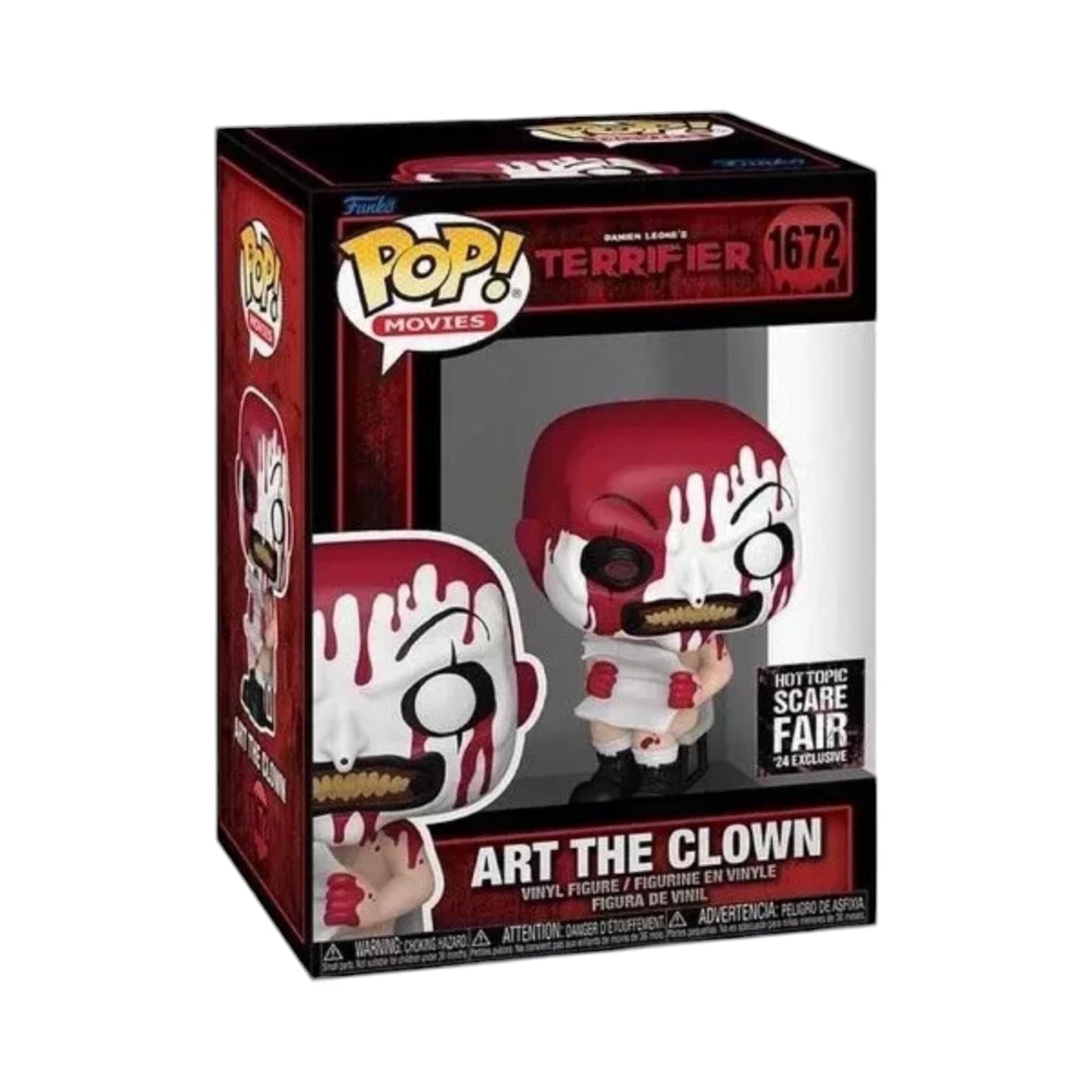 Funko Pop! Movies Terrifier Art The Clown Bloody Figure, 3.75", Hot Topic Scare Fair '24 Exclusive
