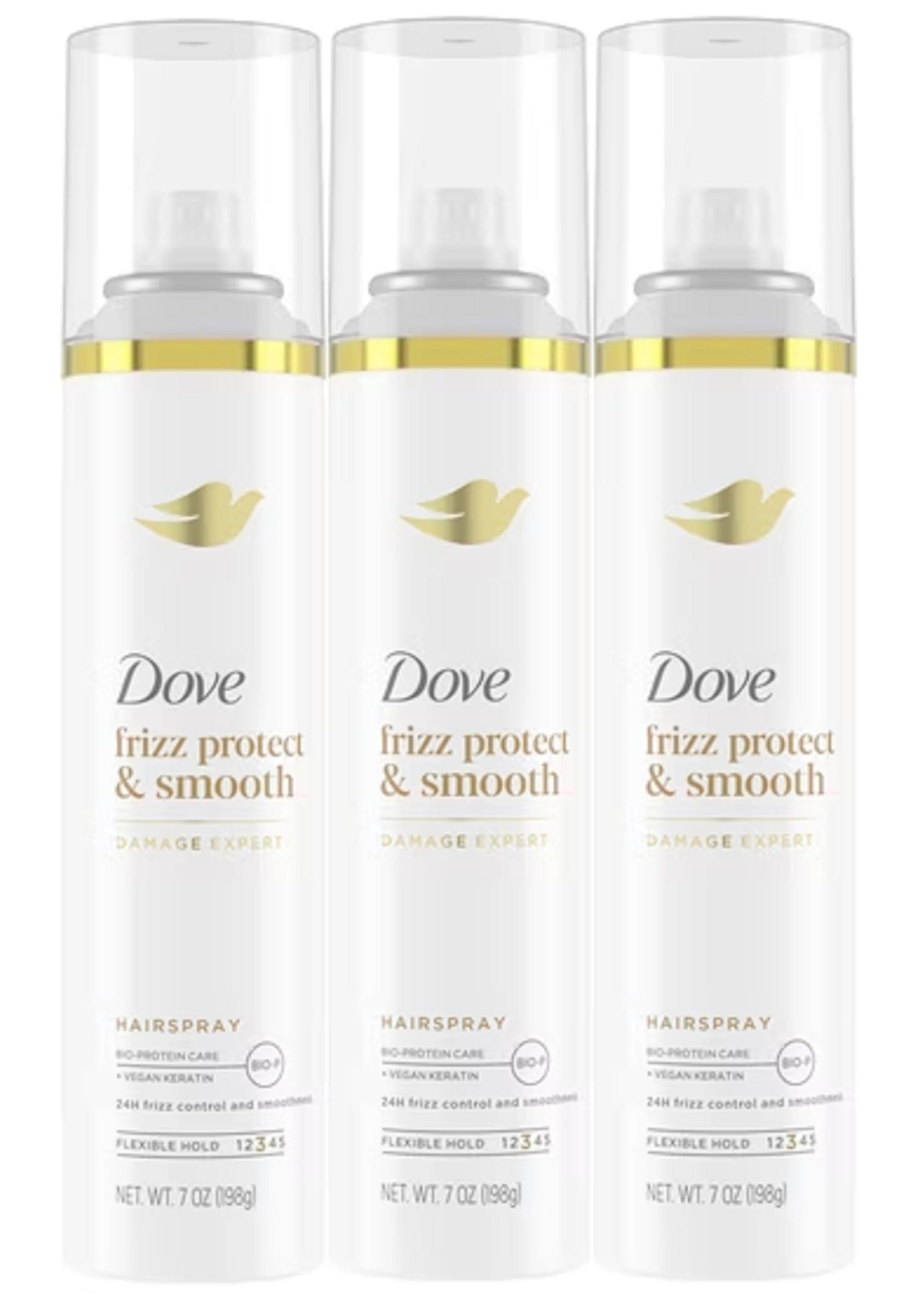 Dove Extra Hold Styling Hairspray, Smooth & Protect Against Frizz & Humidity, 24-Hour Flexible Hold, Anti-Frizz Hair Spray, 7 oz (Pack of 3)