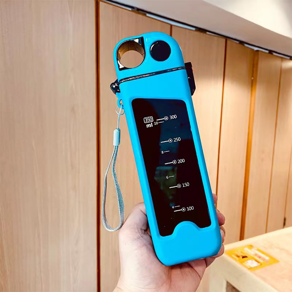 ROERPPM 13 oz Rectangle Water Bottle With Portable Straw, Leakproof Non-Toxic BPA Free, Motivational Sports With Drink for Gym and Yoga &Travel…