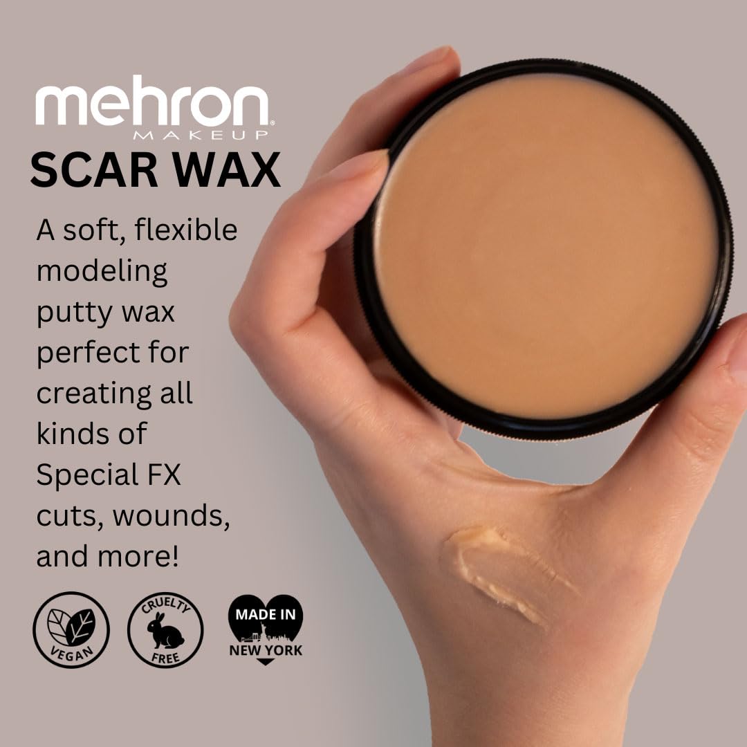 Mehron Scar Wax Special FX Modeling Putty | Moldable Soft Wax for Special FX | Made in the USA | Scar Wax SFX Makeup for Creating Fake Scars, Fake