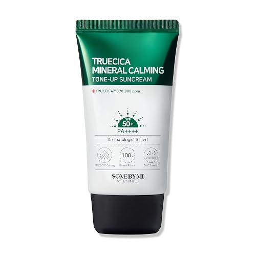 SOME BY MI Truecica Mineral Calming Tone-Up Suncream / SPF50+, PA++++ / 1.69Oz, 50ml / Brightening and Calming Effect/Mild Sun and UV Protection