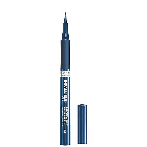 L'Oreal Paris Cosmetics Paris Makeup Infallible Grip Precision Felt Eyeliner, Smudge Resistant, Long Lasting Waterproof Eyeliner, Blue, Blue, 0.03 fl