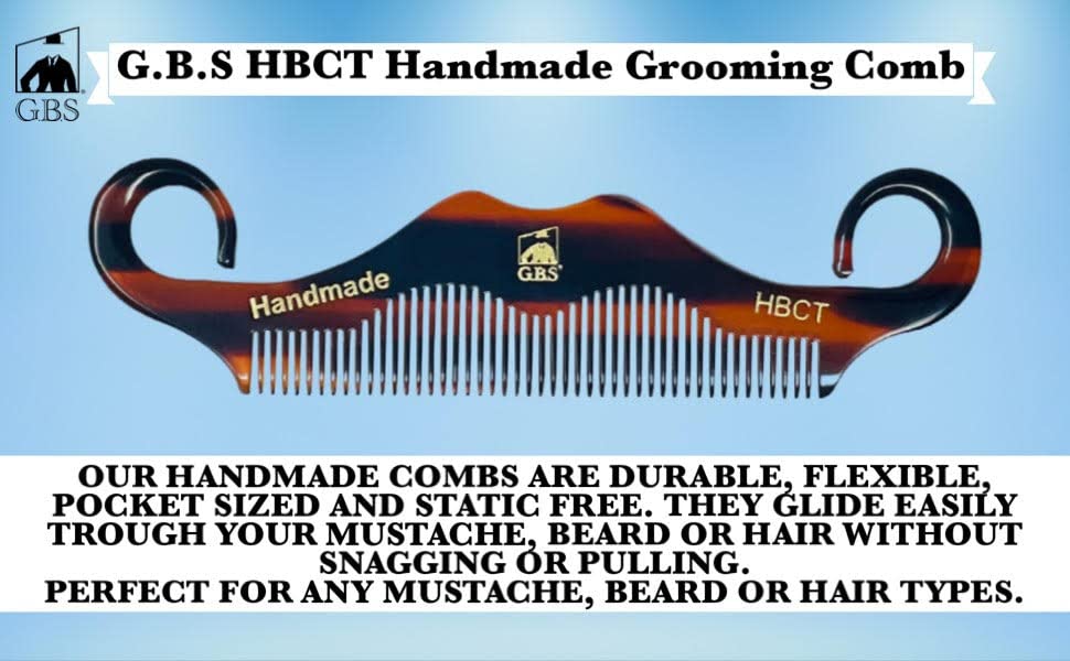 GBS 3 pk HBCT- Handle Bar Style - 5 1/4" Long - Anti Static No Cling No Snag Smooth Edges - Hand-Made of Quality Cellulose Acetate, Saw-Cut & Hand