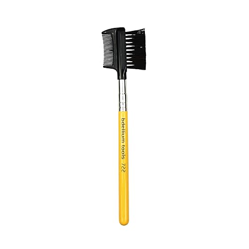 Bdellium Tools Professional Makeup Brush - Travel 722 Comb/Brow - Short Wooden Handle for Convenient Travel, For Groom, Smooth, and Prep Up (Yellow