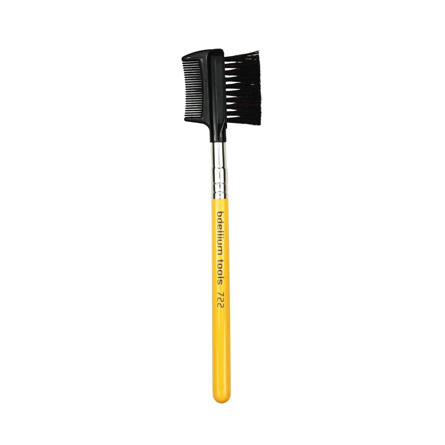 Bdellium Tools Professional Makeup Brush - Travel 722 Comb/Brow - Short Wooden Handle for Convenient Travel, For Groom, Smooth, and Prep Up (Yellow