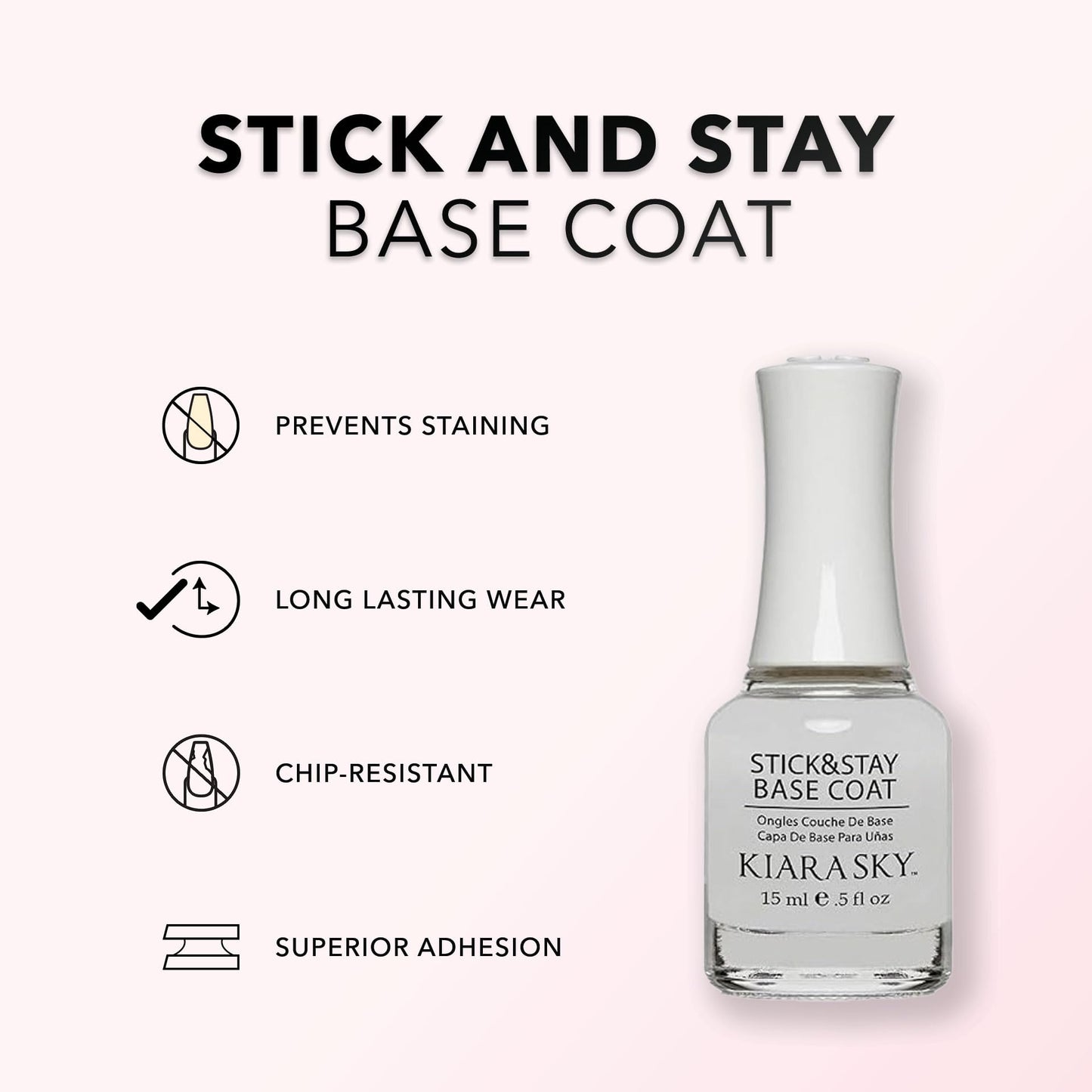 KIARA SKY Stick & Stay Base Coat & Long Lasting Top Coat 15ml 2 piece set