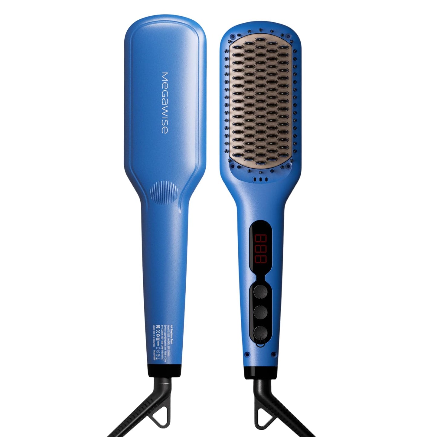 MEGAWISE Pro Ceramic Ionic Hair Straightener Brush for Home Salon | MCH Fast 20s Heating Tech with Auto-Off Safety | Anti-Scald with Universal Dual