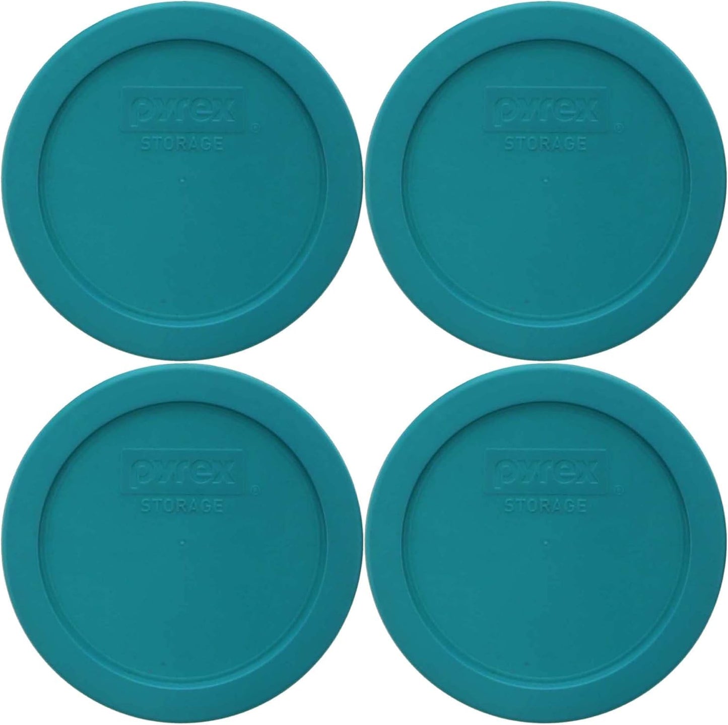 Pyrex 7201-PC 4-Cup Turquoise Plastic Replacement Food Storage Original Genuine Pyrex Lid, Made in USA - 4 Pack