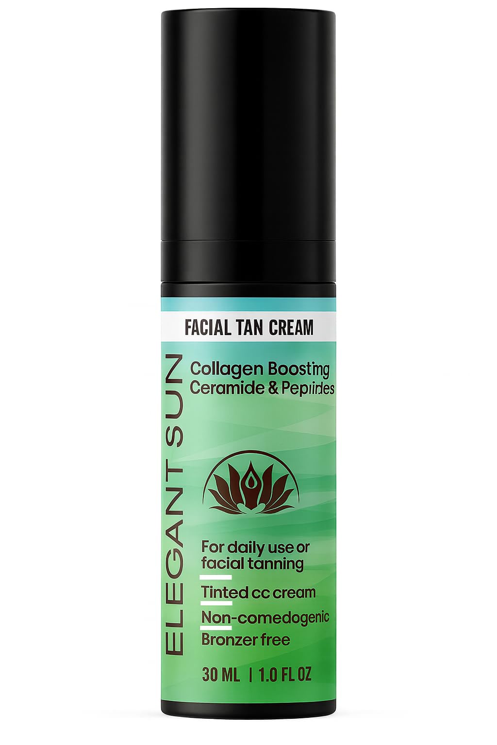 Flawless Glow Collagen-Boosting Facial Tan Cream - Peptide CC Serum with Copper Peptides GHK-Cu, Ceramides & Hyaluronic Acid - Bronzer-Free, No DHA