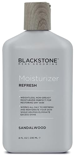Blackstone Men's Grooming Refresh Facial Moisturizer with Vitamin E, Peppermint & Hyaluronic Acid - Lightweight & Non-Greasy | Restores Dry Skin