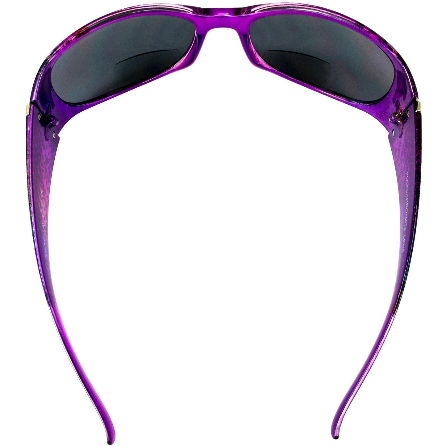 Global Vision Galaxy Womens Bifocal Fashion Motorcycle Sunglasses Chrome Rhinestone Look Lavender Frames Smoke Lenses 2.0 Magnification