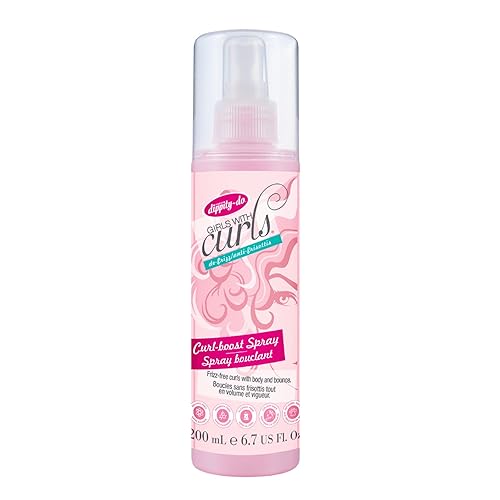Dippity Do Girls With Curls De-Frizz Curl-Boost Spray, Light, 3-in-1 Hair Spray for Refreshing Curly Wavy Hair, Hibiscus, Olive Oil, Anti Frizz Bouncy