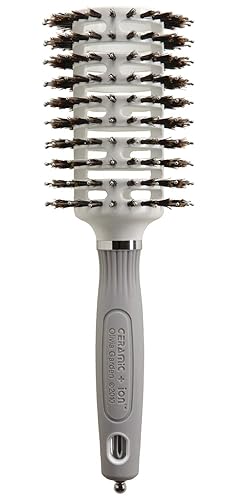 Olivia Garden Ceramic+Ion Turbo Vent Pro Hair Brush-Round Dry Brush-Not Electrical-Professional Blowout Brush for Fine Hair-For Short & Medium