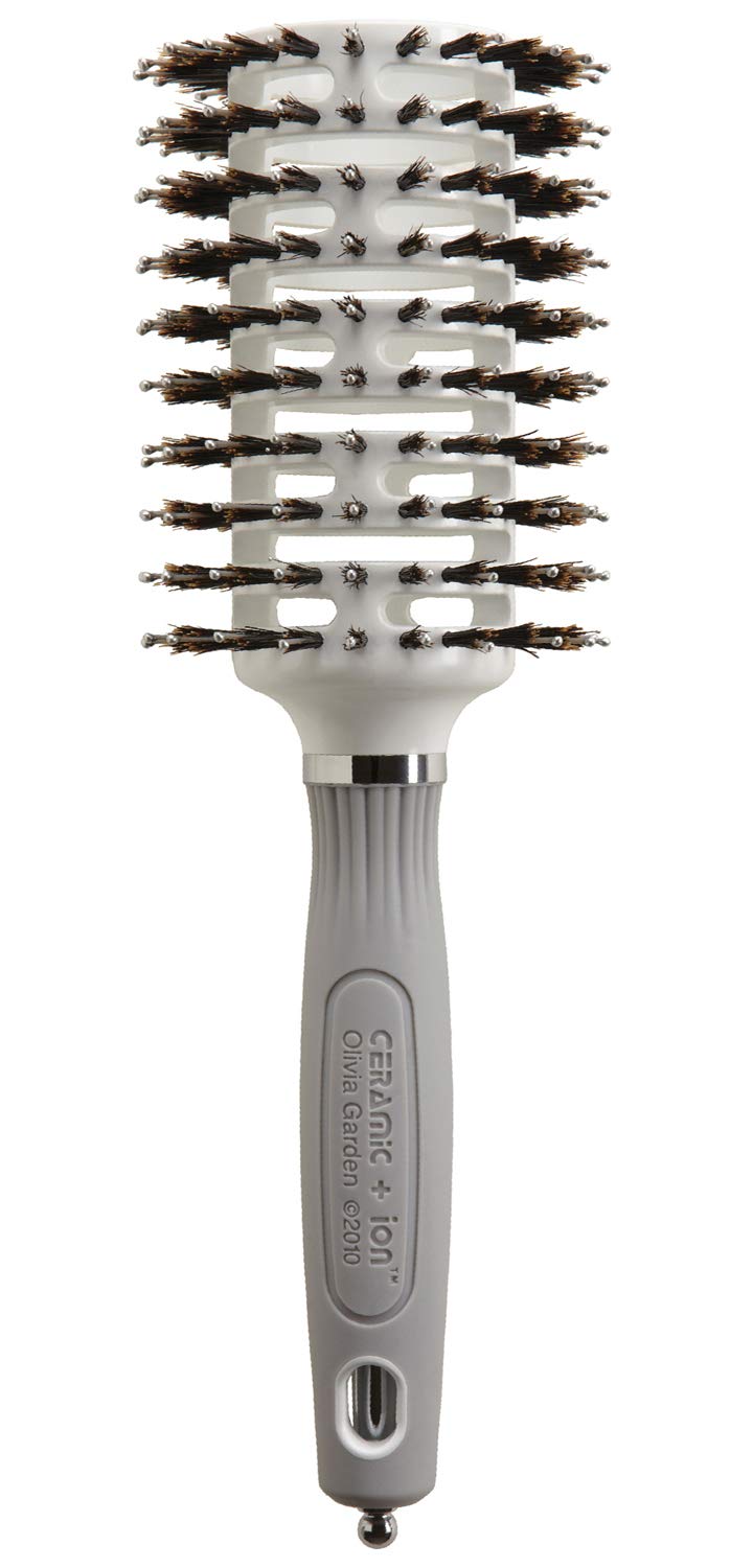 Olivia Garden Ceramic+Ion Turbo Vent Pro Hair Brush-Round Dry Brush-Not Electrical-Professional Blowout Brush for Fine Hair-For Short & Medium