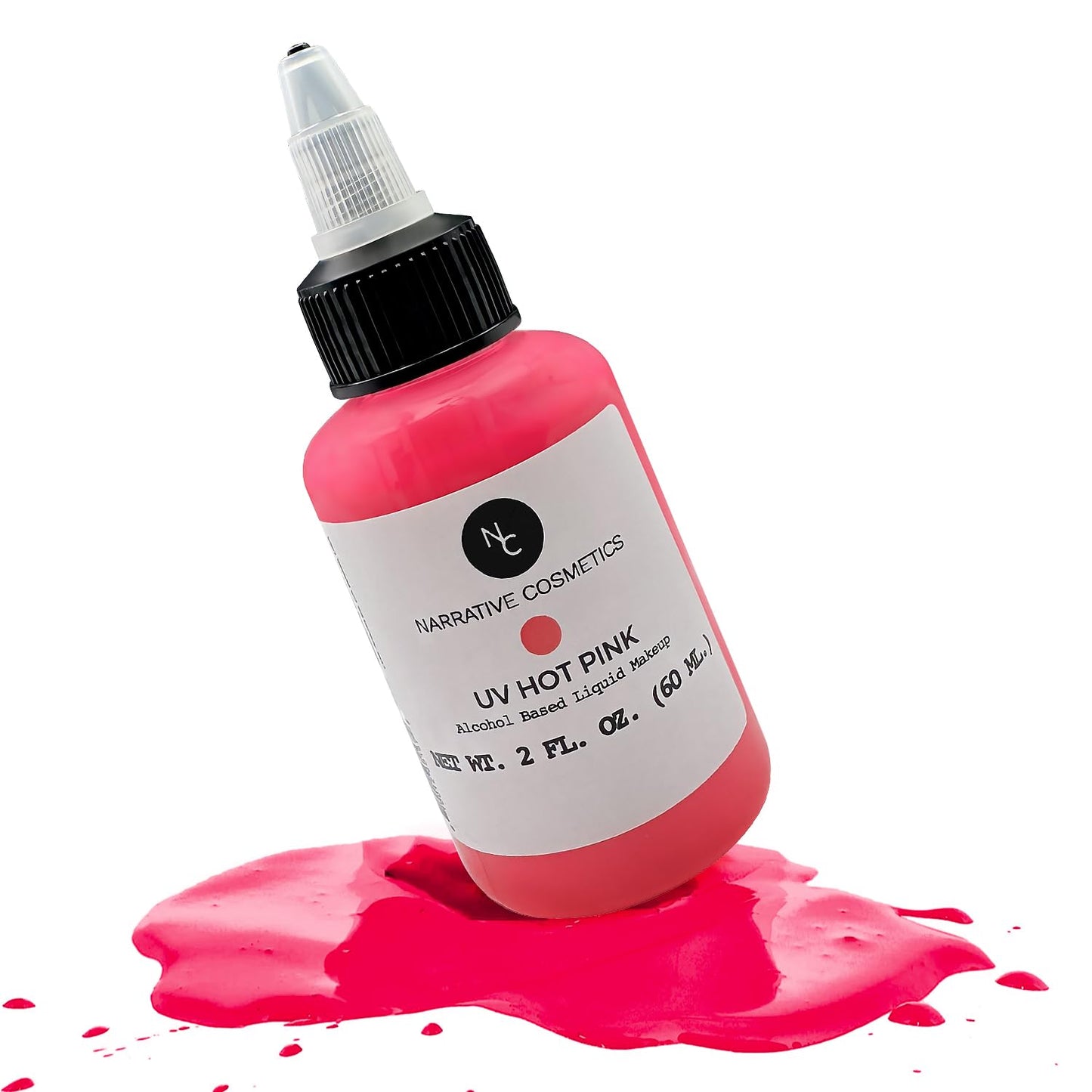 Narrative Cosmetics UV Fluorescent Alcohol Airbrush Paints - 2 fl oz, Glow Effect, Waterproof, Sweatproof, Highly Pigmented Liquid Makeup