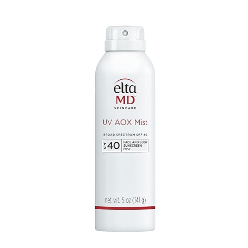 EltaMD UV AOX Mist Mineral Sunscreen Spray SPF 40, Broad Spectrum Face and Body Sunscreen with Zinc Oxide, 100% Mineral Active, Hydration Boost