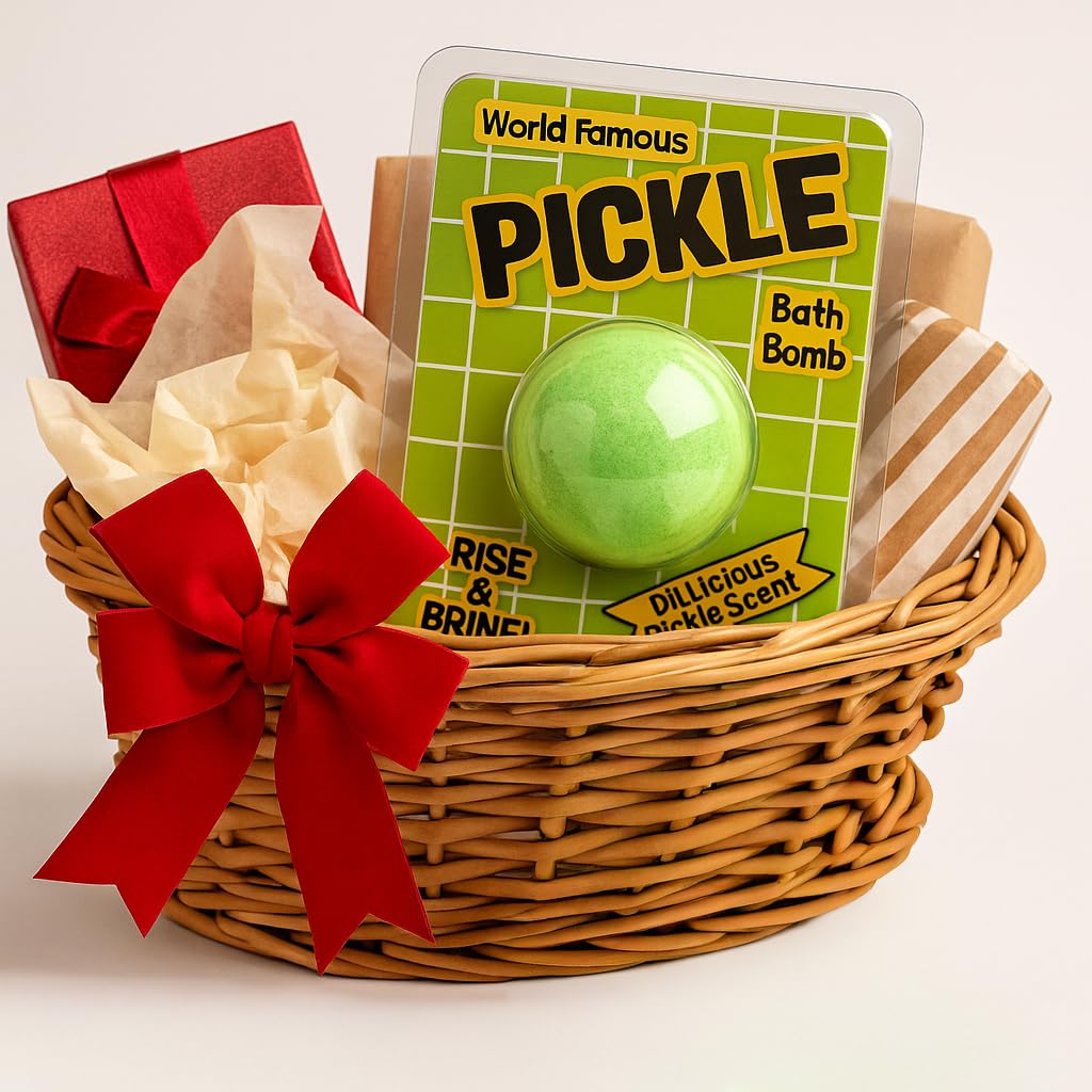 Giant Dill Pickle Bath Bomb - Funny Gag Gift for Pickle Lovers, Kids & Adults - Unique Spa Gift Basket Idea, Secret Santa & White Elephant Stocking…
