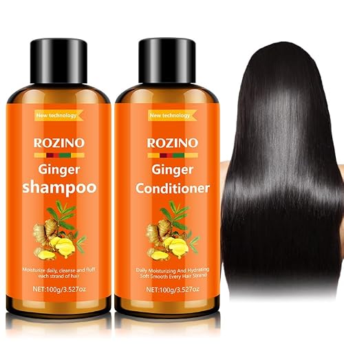 Ginger Shampoo and Conditioner Set, Anti Frizz Shampoo & Keratin Moisturizing Conditioner for Dry, Frizzy Damaged, Hair Care Essence for Hair Growth