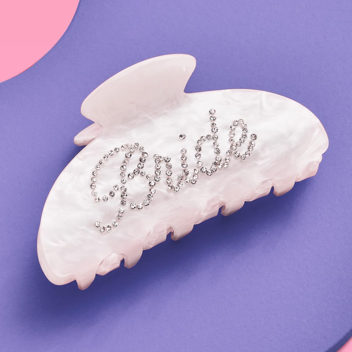 xo, Fetti Bride Claw Clip, White Acrylic Hair Clip, Rhinestone Bride Logo | Bachelorette Party Decorations, Bridesmaid Gift, Bridal Shower, Wedding