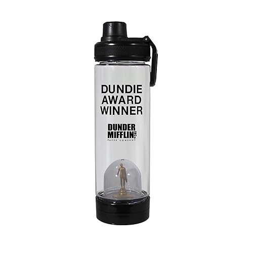 JUST FUNKY The Office Dunder Mifflin Water Bottle - 17 oz Hydro Tumbler Flask with Vibrant Character Design - Leakproof, Large Twisting Cap & Firm