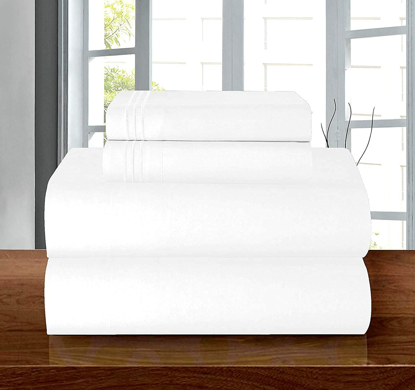 Elegant Comfort Luxury Soft 1500 Premium Hotel Quality Wrinkle Resistant Coziest Bedding Set, All Around Elastic Fitted Sheet, Deep Pocket up to