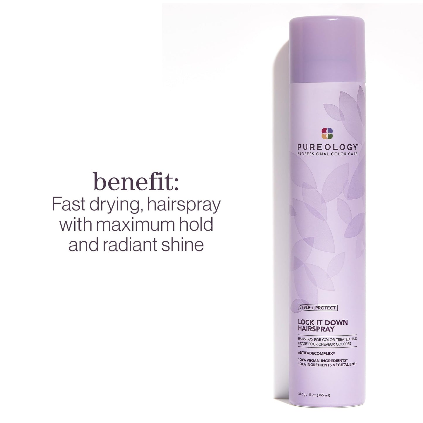 Pureology Style + Protect Lock It Down Hairspray for Color-Treated Hair, Maximum Hold, 11 Ounce