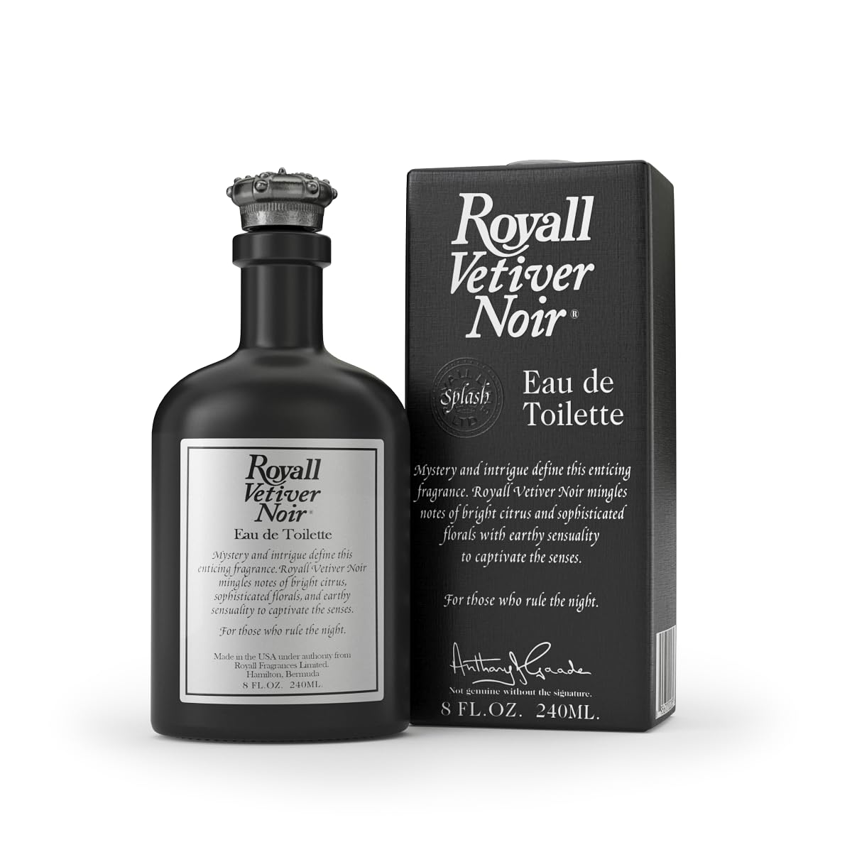 ROYALL VETIVER NOIR, Men's Eau de Toilette, Vetiver & Amber Fragrance - 8 Fl oz Splash