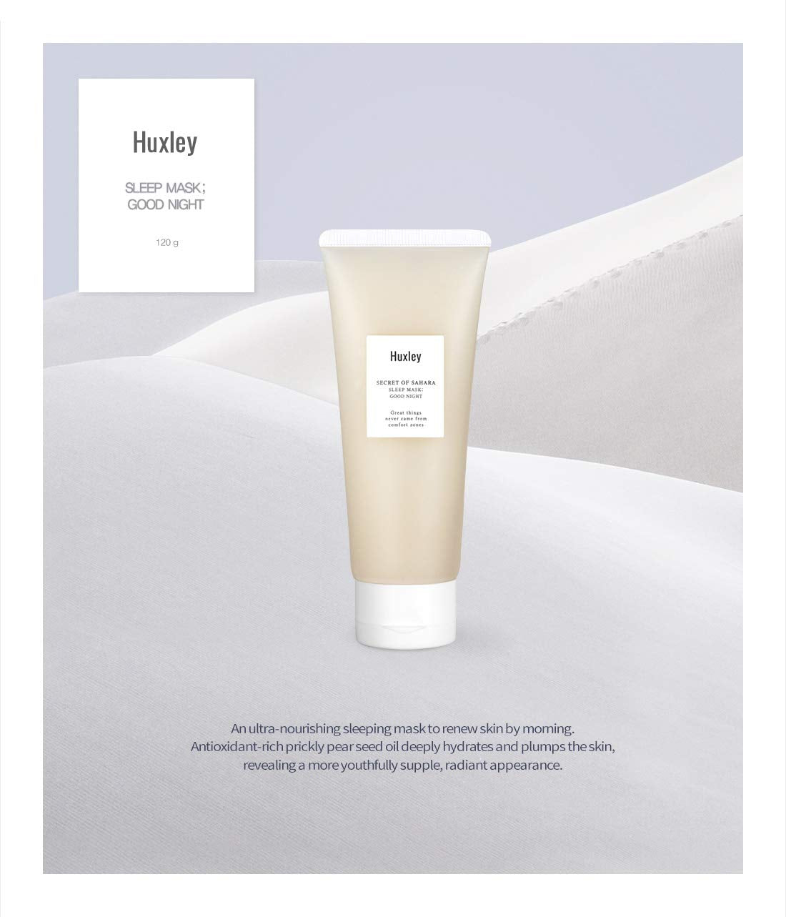 Huxley Secret of Sahara Sleep Mask, Hydrating Overnight Face Mask for Dry and Dull Skin, Korean Skincare with Cactus Extract and Cica, Barrier