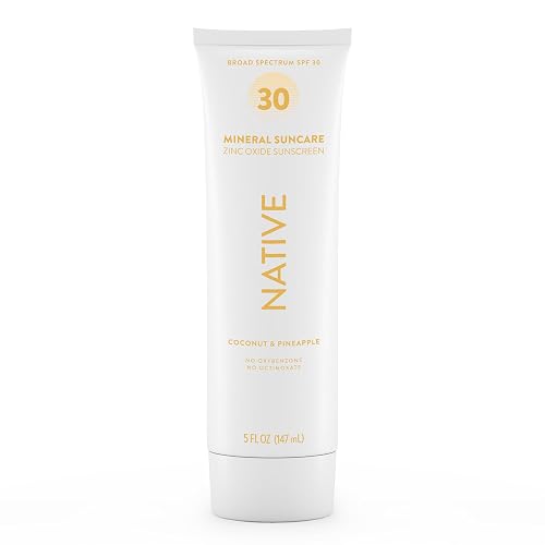 Native Sunscreen SPF 30, Zinc Oxide Dermatologist Tested Suitable for Sensitive Skin & Hawaii Compliant, 5 Ounces | Pineapple & Coconut Scent Sun