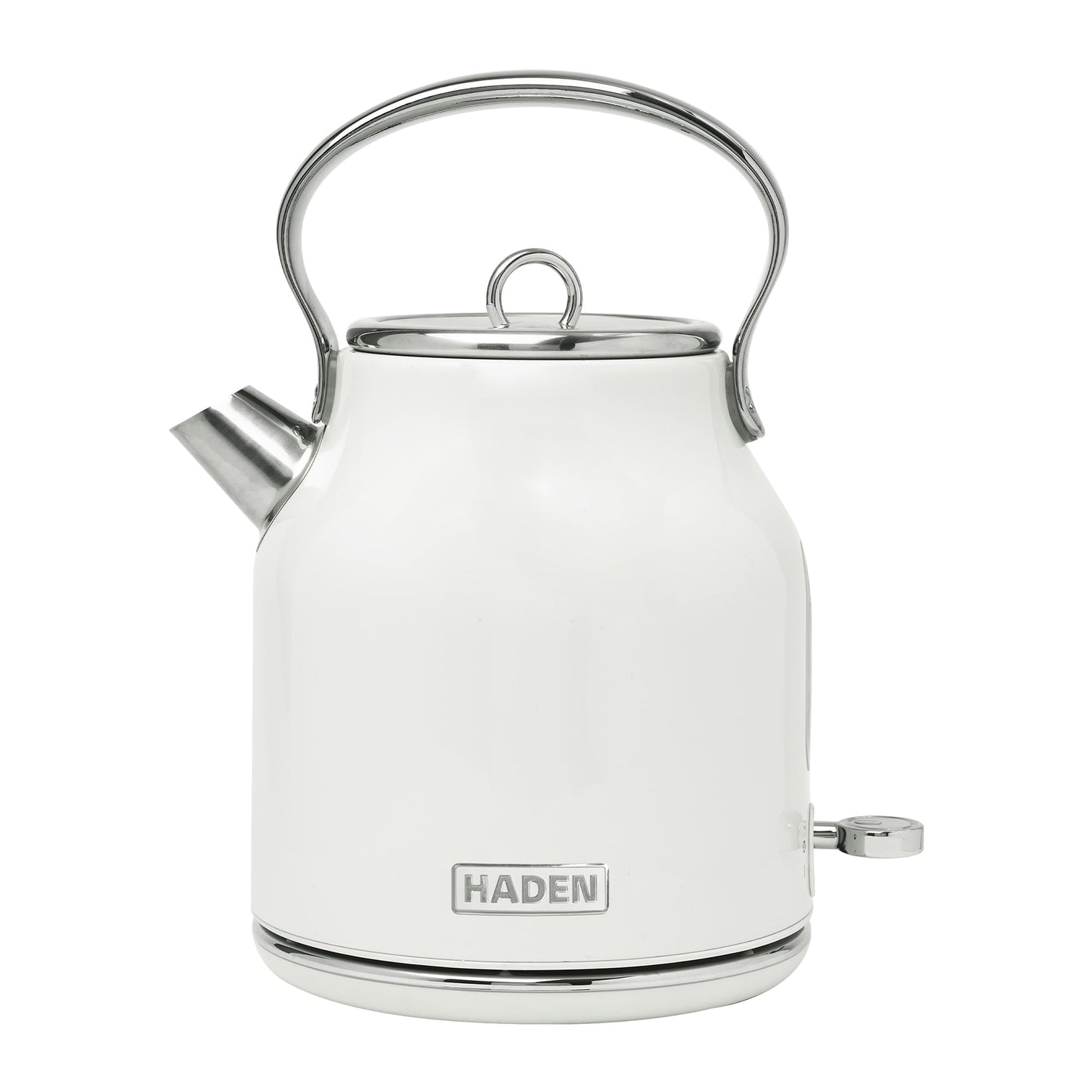 Haden Heritage 1.7 Liter Stainless Steel Electric Kettle, Hot Water Kettle with 360-Degree Base and Auto Shutoff, Ivory & Chrome