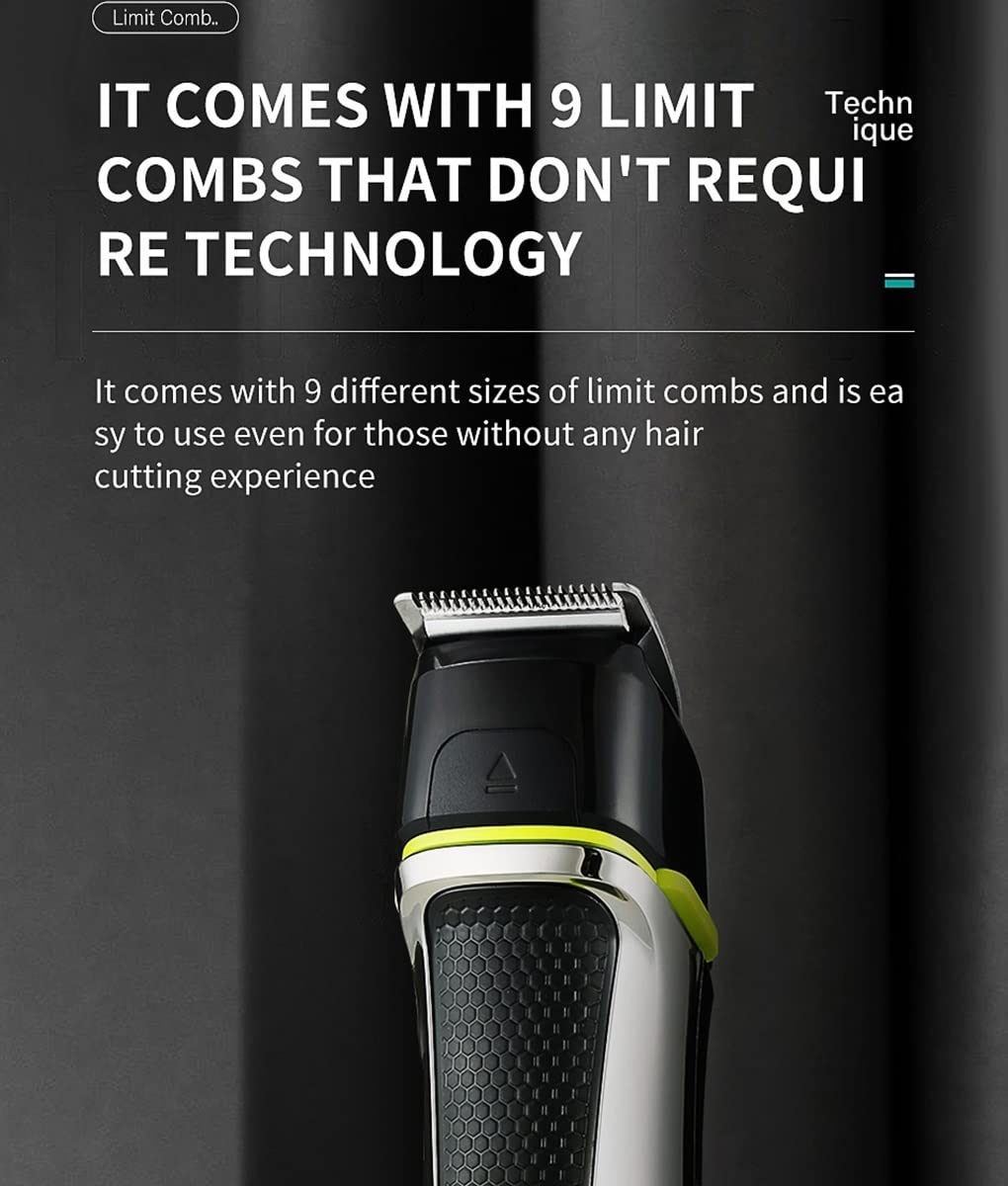 GLESVOWIO Pro Hair Clipper Hair Clipper Rechargeable 5-in-1 Barber Tool Set Electric Hair Clippers for Waterproof Carving and Shaving(Standard) Beauty and Personal Care GLESVOWIO