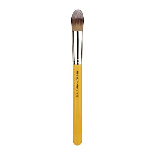 Bdellium Tools Professional Makeup Brush - Studio Series 949 Pointed Foundation - With Soft Synthetic Fibers, For Foundation & Concealing (Yellow