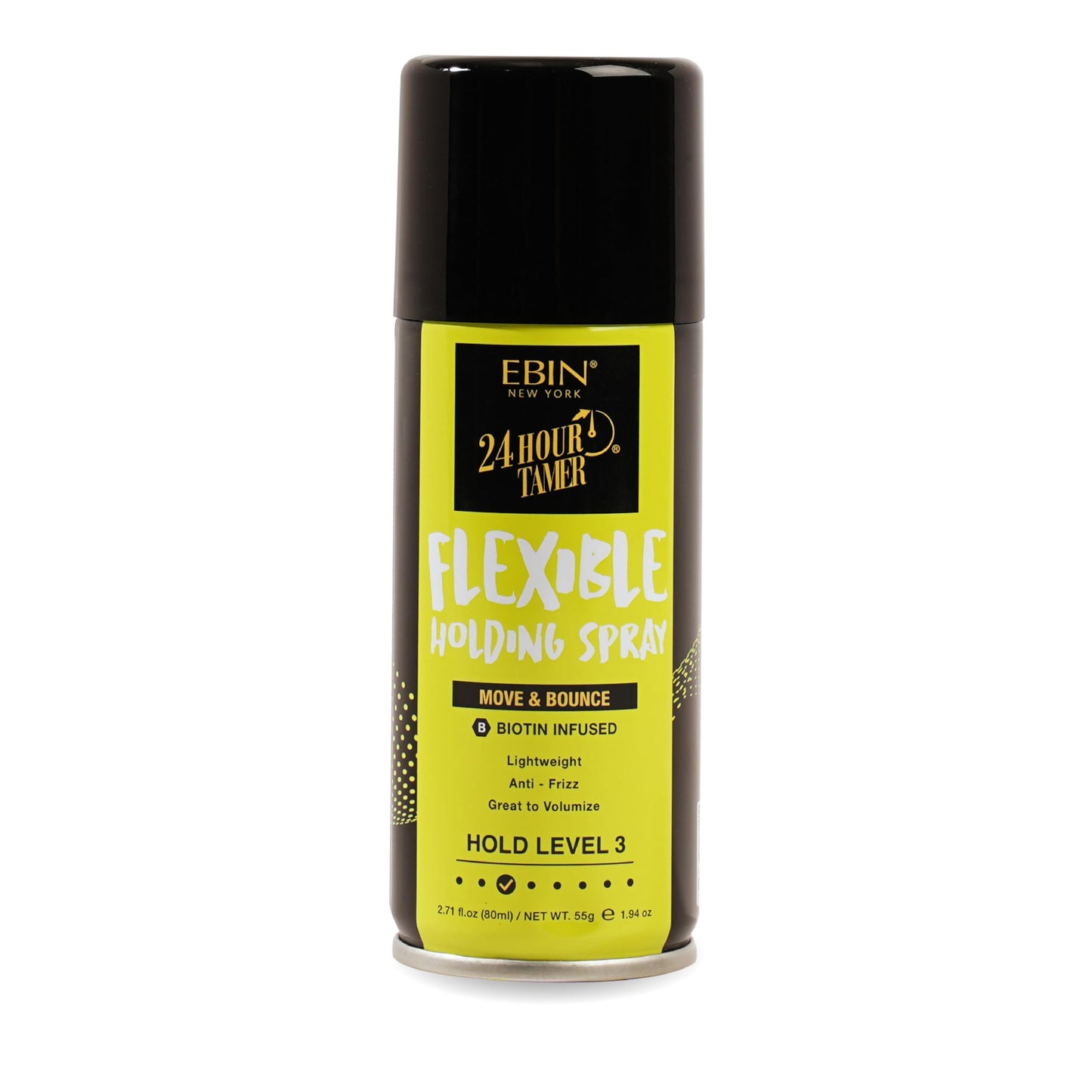 EBIN NEW YORK 24 Hour Tamer Flexible Holding Spray - Move & Bounce 1.94oz/ 80ml | Tames Frizz & Flyaway, Gives High Shine & Volume, All Day Hold