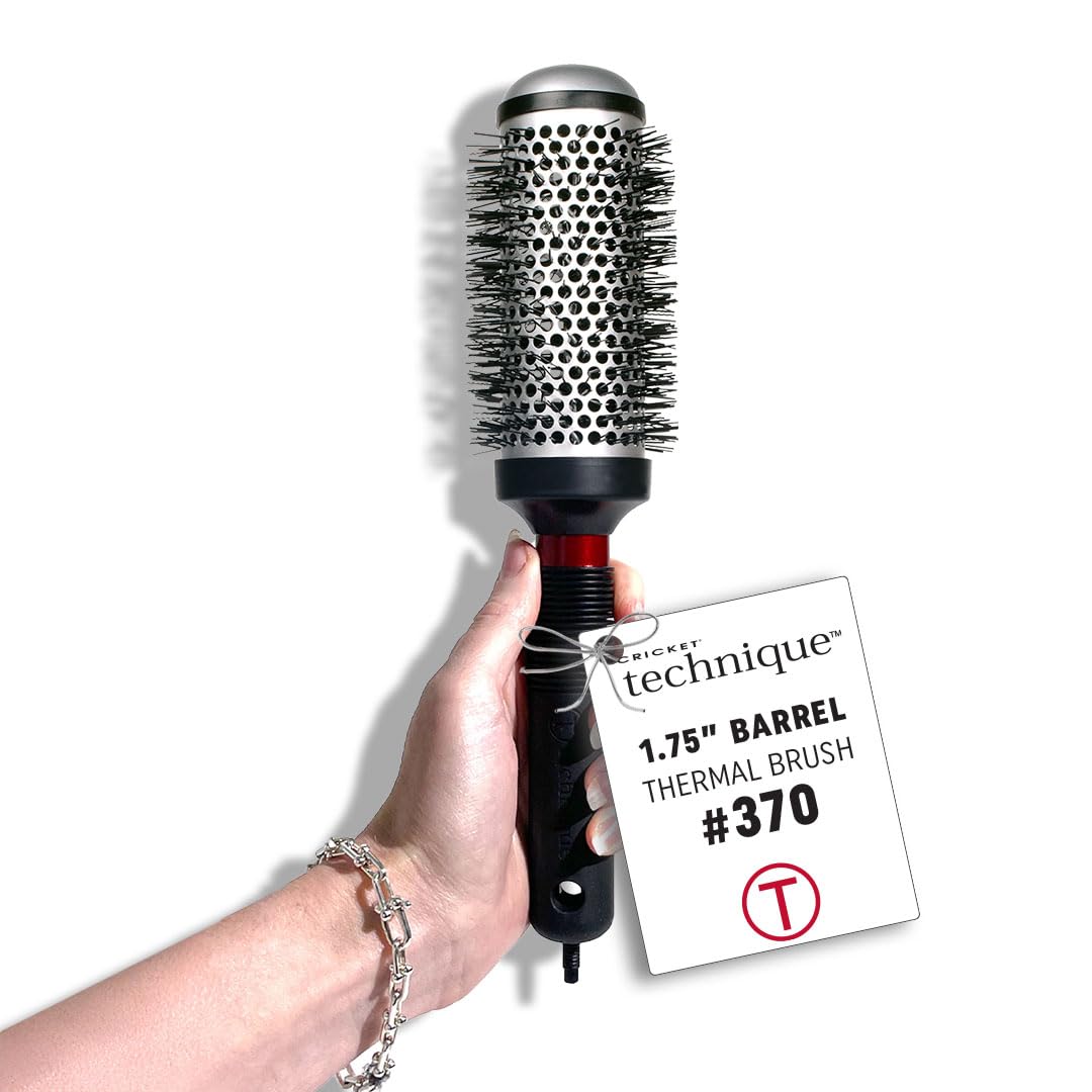 Cricket Technique Thermal Hair Brush #370 1.75” for Blow-Drying, Curling, and Styling - Heat-Retaining Barrel with Anti-Static Tourmaline Bristles