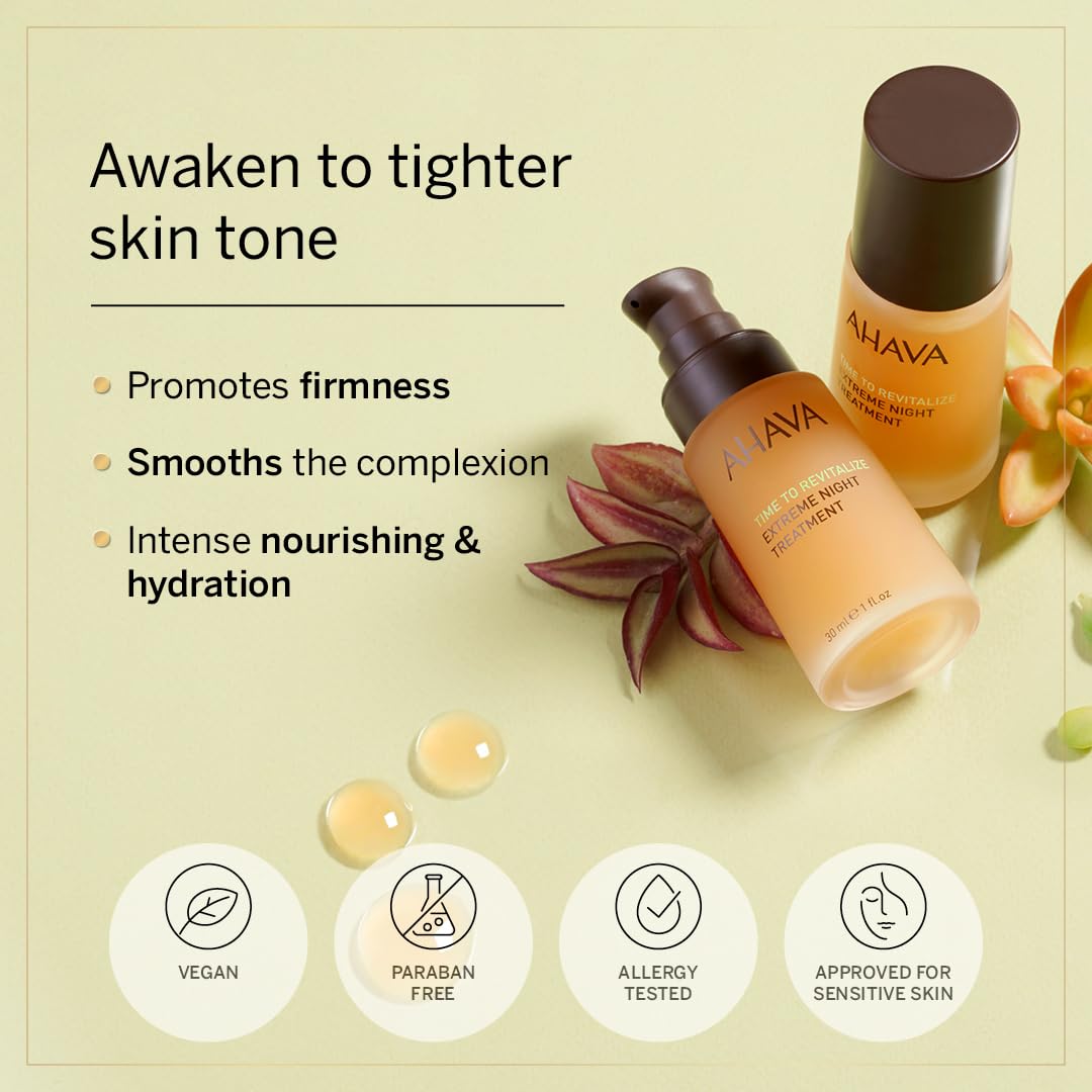 AHAVA Extreme Night Treatment - Exclusive Moisturizer, Neck & Chest Cream, Smoothes Skin & Reduces Wrinkles, Enriched with Patented Extreme Complex