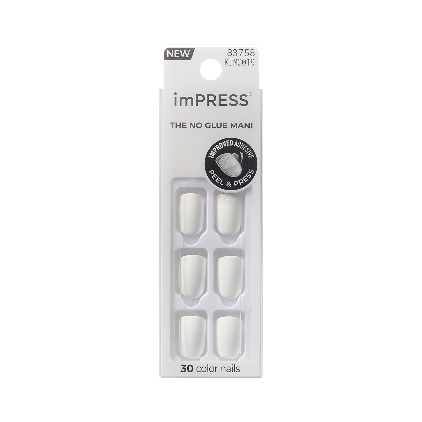 Kiss Impress No Glue Mani Press On Nails, Color, 'Frosting', White, Short Size, Squoval Shape, Includes 30 Nails, Prep Pad, Instructions Sheet, 1 Beauty & Personal Care KISS