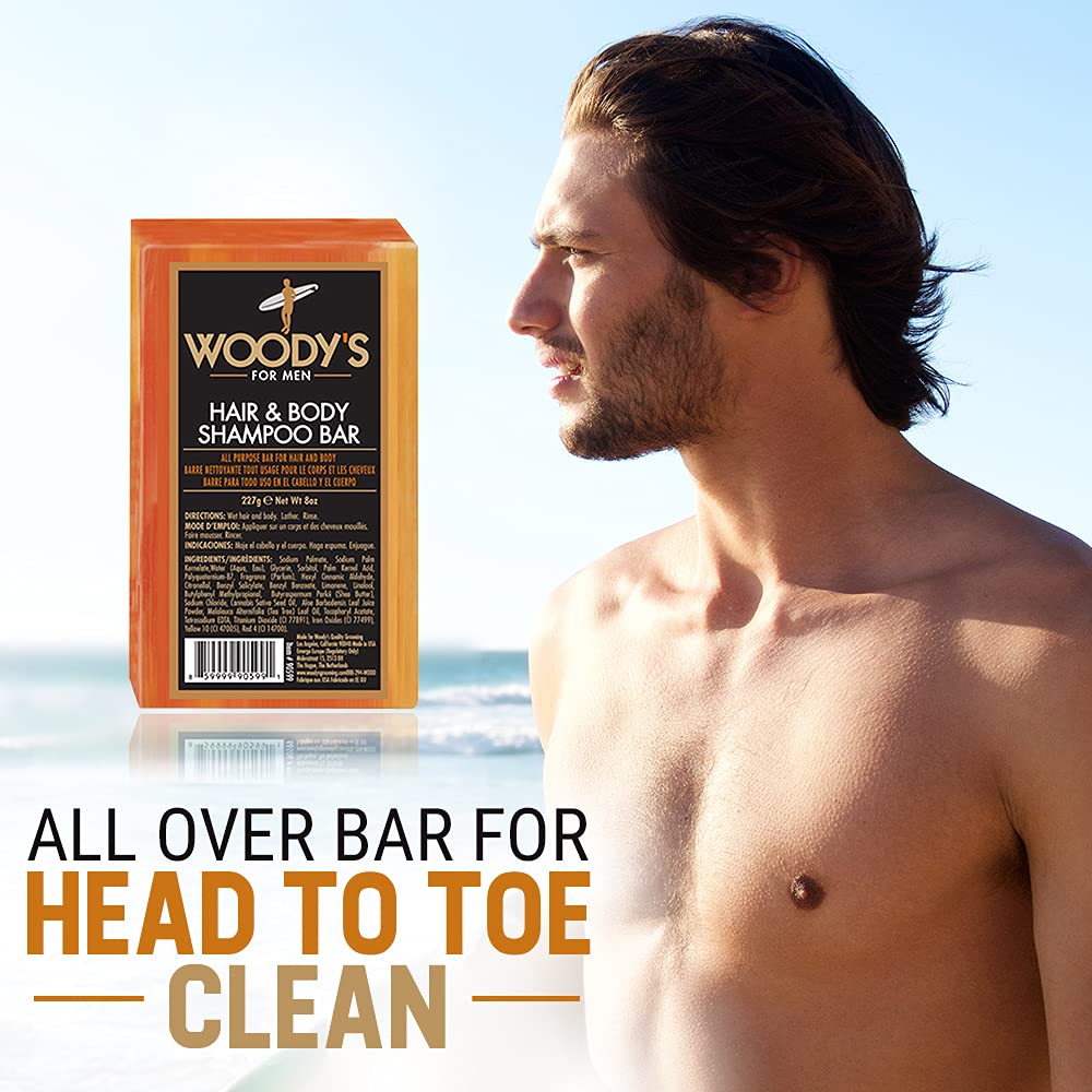 Woody's Men's 2-in-1 Hair & Body Shampoo Bar, Rich, Thick Lather Formula, Conditions, Nourishes, Moisturizes, For All Skin Types, 8 Oz. Beauty & Personal Care Woody's