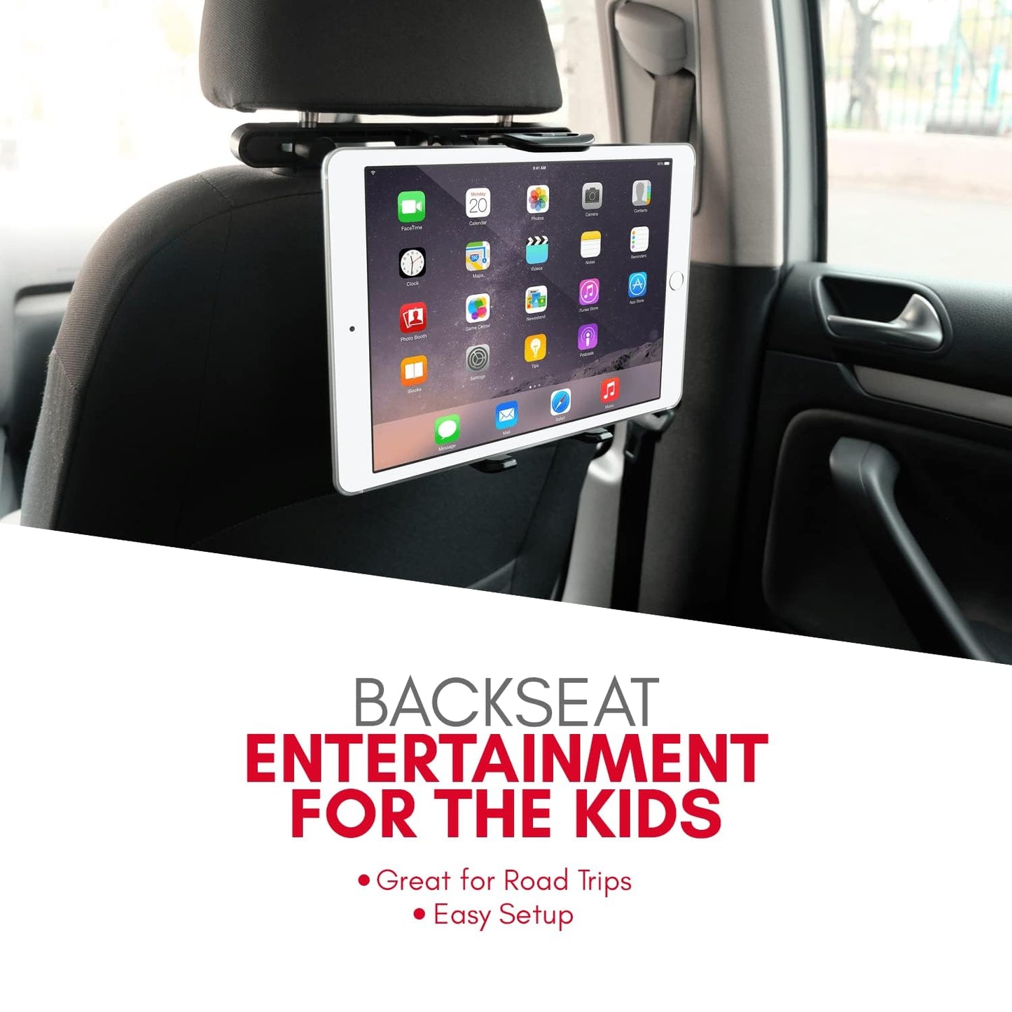 Macally Tablet Holder for Car Headrest | iPad Backseat Mount for Kids | Fits 4.7-11" Devices | Perfect for Long Car Trips