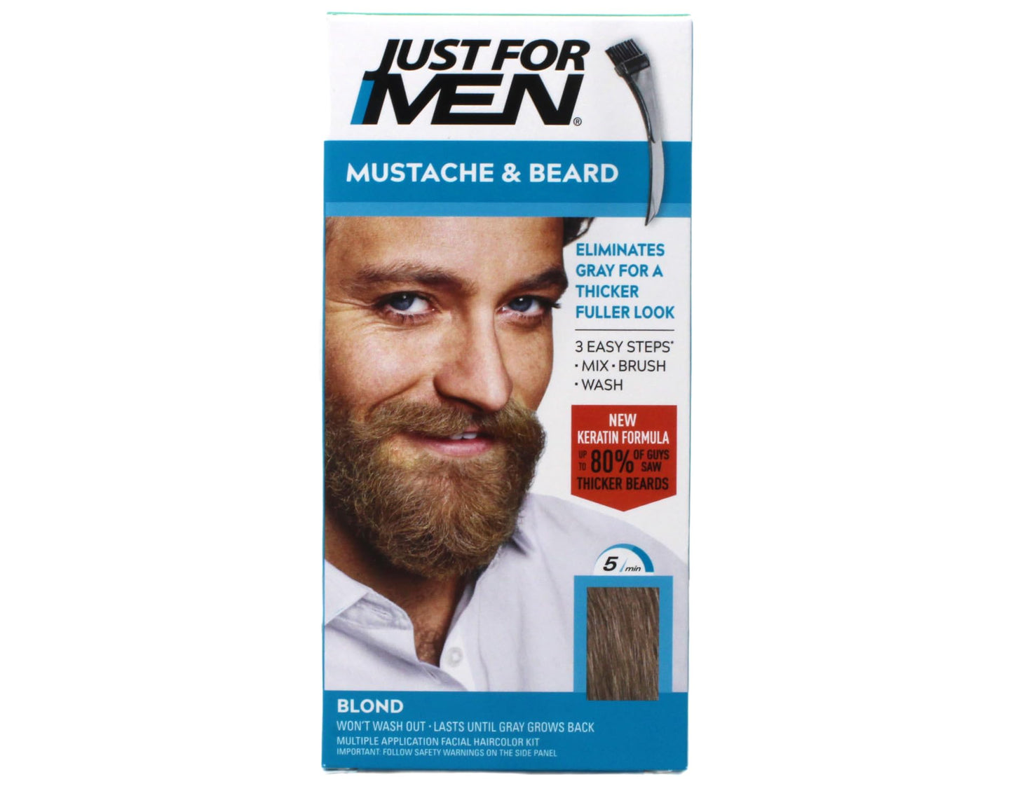 JUST FOR MEN Brush-In Color Gel for Mustache & Beard, Blond M-10/15 1 Each (Pack of 7)