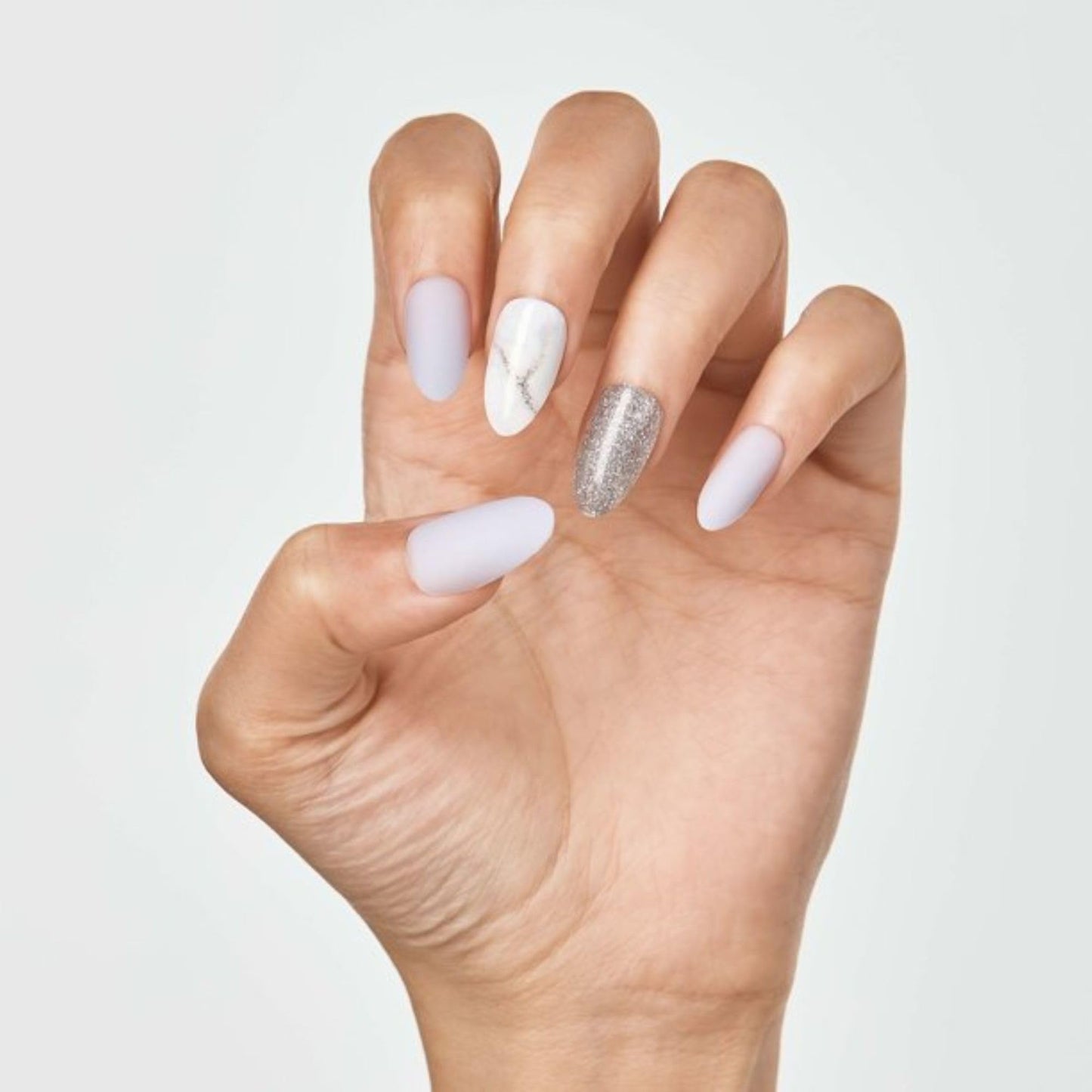 Kiss Impress No Glue Mani Press On Nails, Design, 'Climb Up', Gray, Medium Size, Almond Shape, Includes 30 Nails, Prep Pad, Instructions Sheet, 1 Beauty & Personal Care imPRESS
