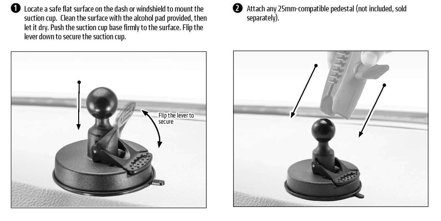 ARKON Mounts Heavy-Duty Sticky Suction Base with 25mm Ball | for Cars & Trucks | Durable Reinforced Composite | Heavy-Duty 25mm Ball End | Strong…