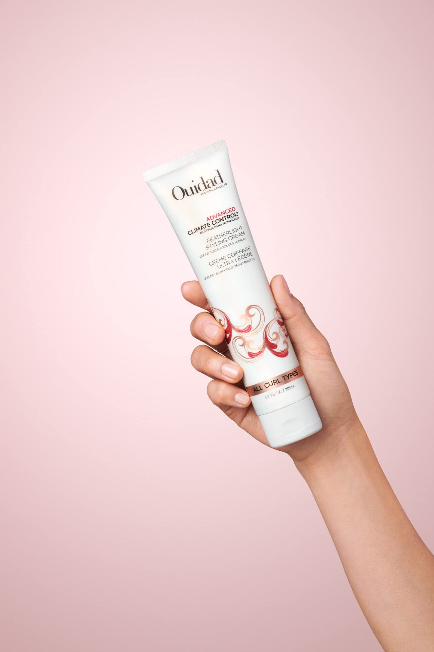 Ouidad Advanced Climate Control Styling Cream, 5.7 fl oz, Featherlight Curl Cream for Curly Hair, Shiny, Hydrated & Frizz-Free Curls, Sulfates