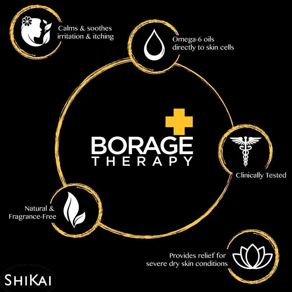 ShiKai Borage Therapy Dry Skin Lotion Moisturizer (16oz, Pack of 2) Unscented Skincare | Hydrating Lotion for Eczema, Dry Hands & Body | With Oatmeal
