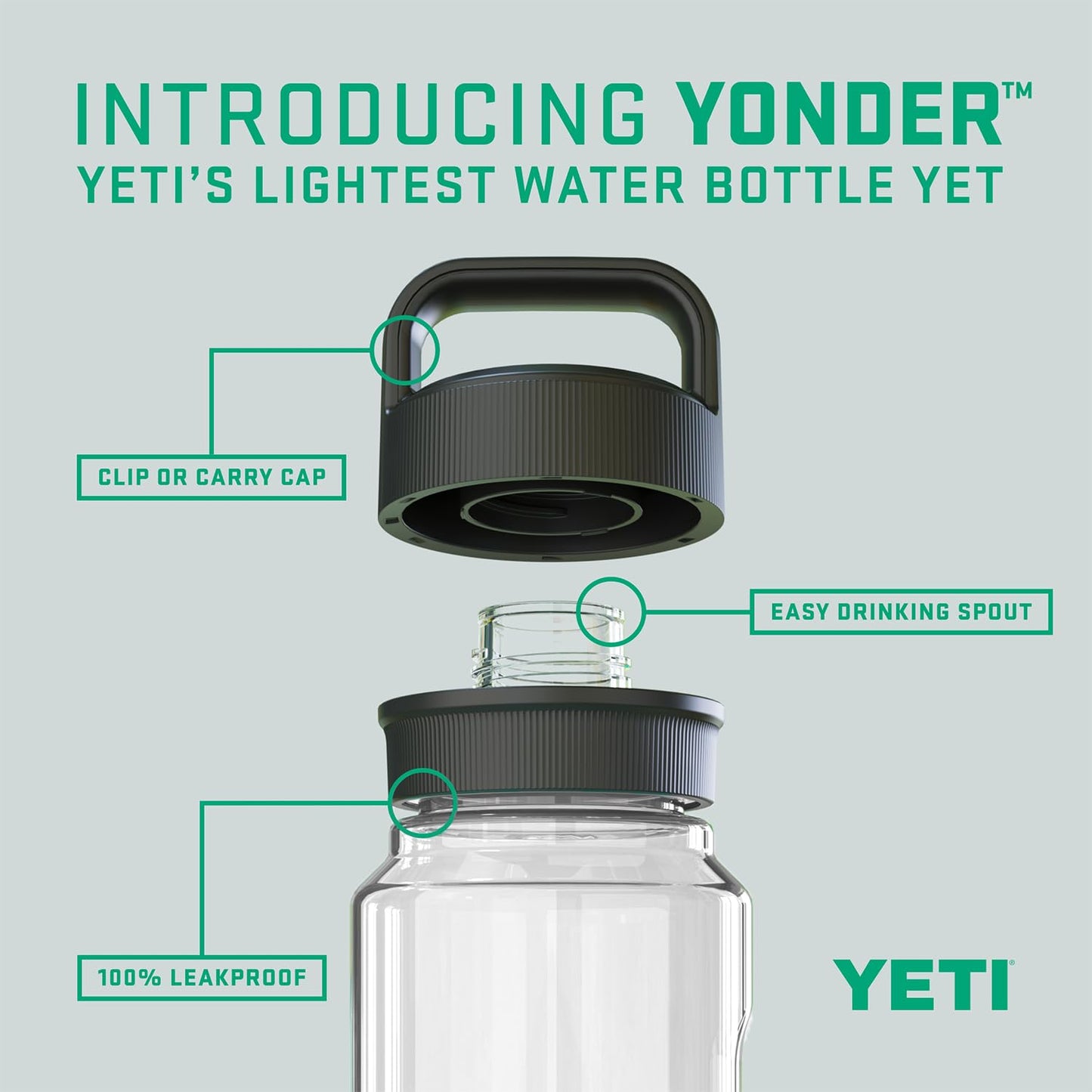 YETI Yonder 750 ml/25 oz Water Bottle with Leakproof Yonder Chug Cap, Clear