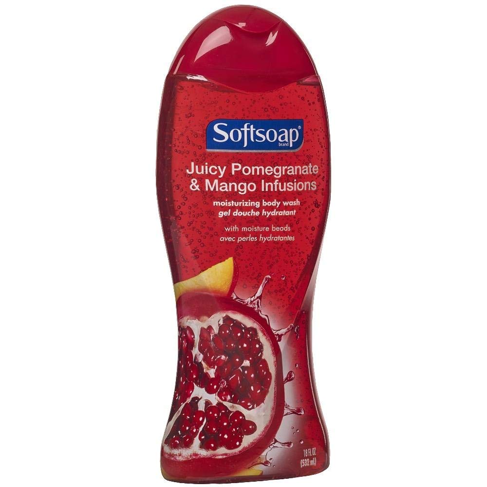 Softsoap Moisturizing Body Wash, Pomegranate and Mango Infusions 18 oz (Pack of 4)