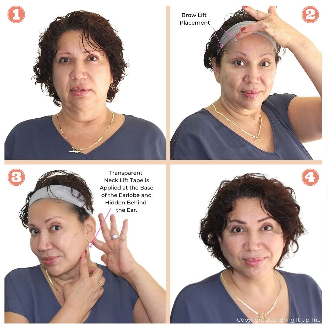 Bring It Up Instant Face Lift Tape Kit: 30-Day Supply, Transparent Neck & Eyebrow Lift Strips, Anti-Wrinkle Stickers, Face Tape Instantly Lifts