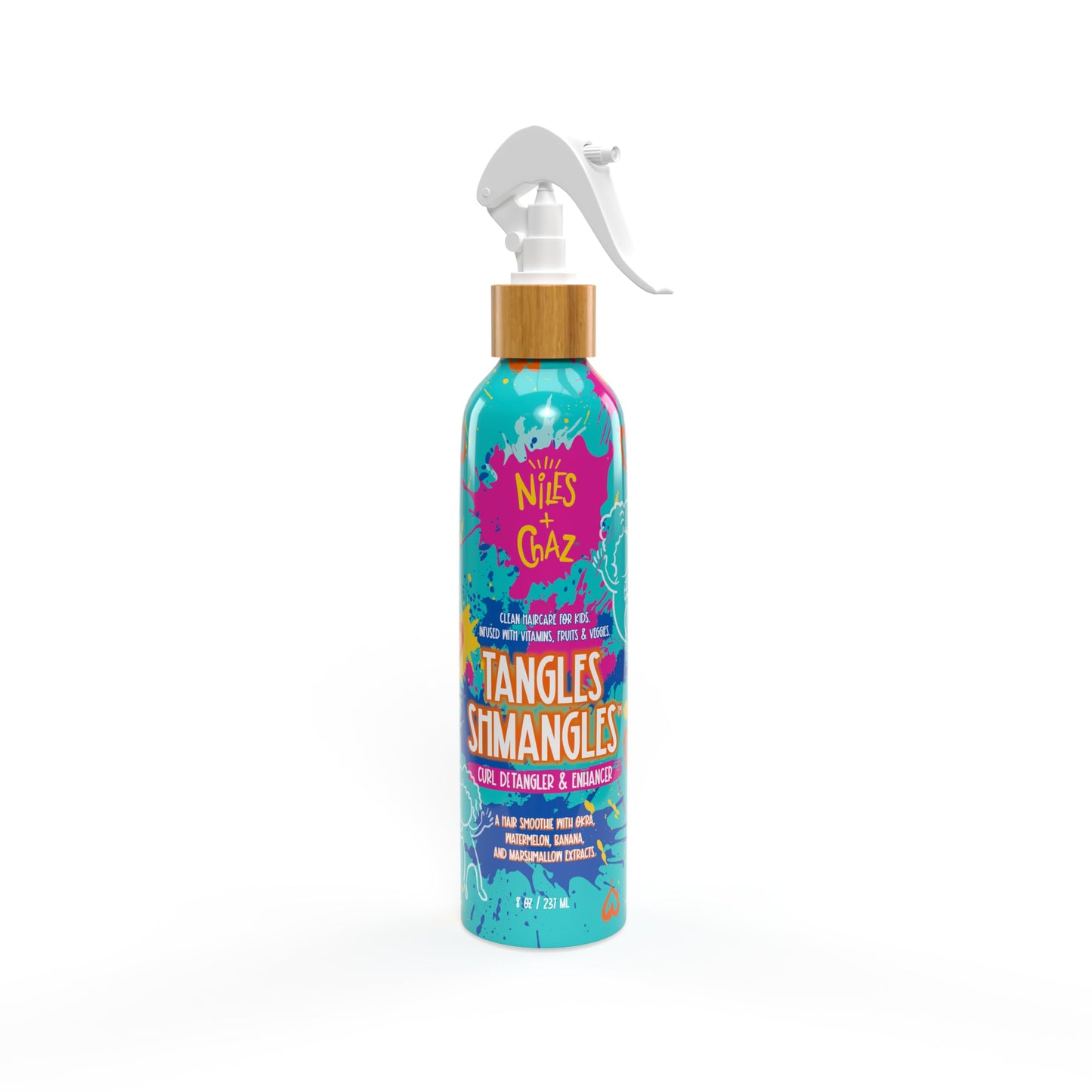 Niles + Chaz Tangles Shmangles Curly Hair Detangler Spray for Kids; Curl Enhancer, Hydrating Leave in Conditioner for Curly Hair Kids - Define Curls