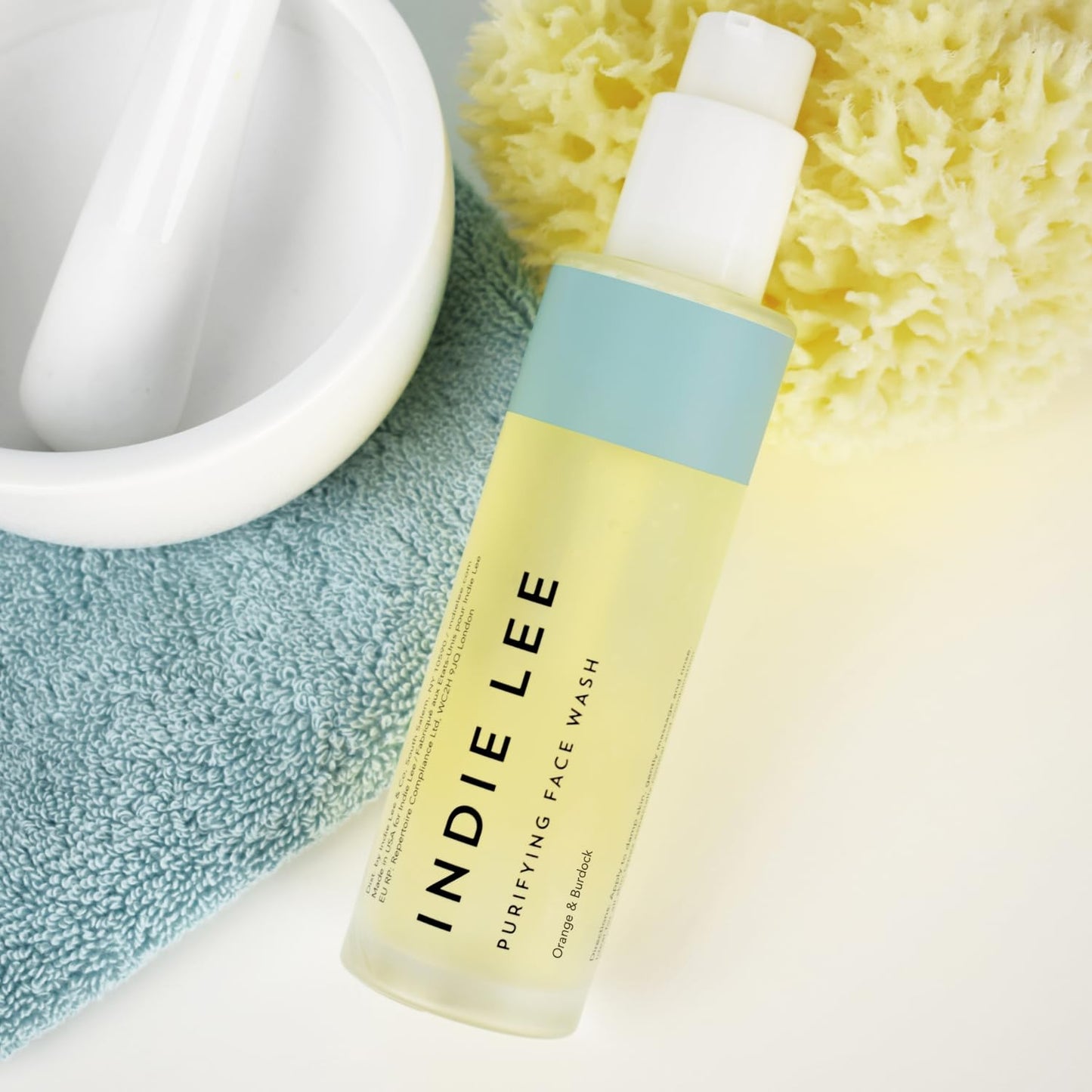 Indie Lee Purifying Face Wash - Hydrating Facial Cleanser + Makeup Remover - With Orange, Lavender, Burdock + Jasmine - Foam Face Wash for All Skin