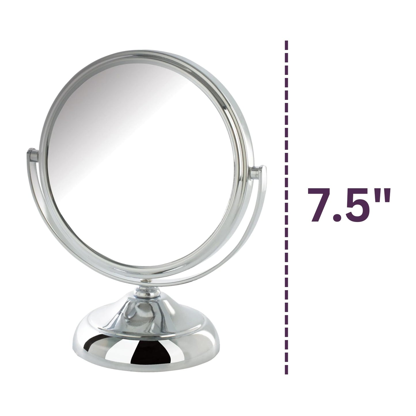 Model's Choice JERDON Tabletop Vanity Makeup Mirror with Chrome Finish - 5.5” Diameter Mirror with 5X-1X Magnification - Model MC247C
