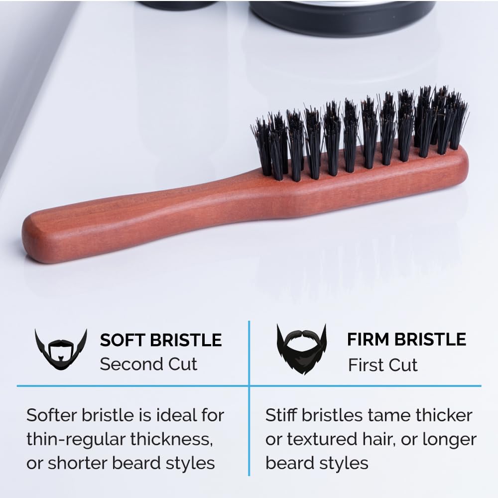 ZEUS Boar Bristle Beard & Mustache Handled Brush for Men, Soft Bristles, Travel Beard Care Brush with Handle (Made in Germany) J92